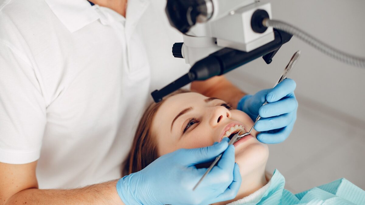 beautiful girl sitting dentist s office 1157 21006